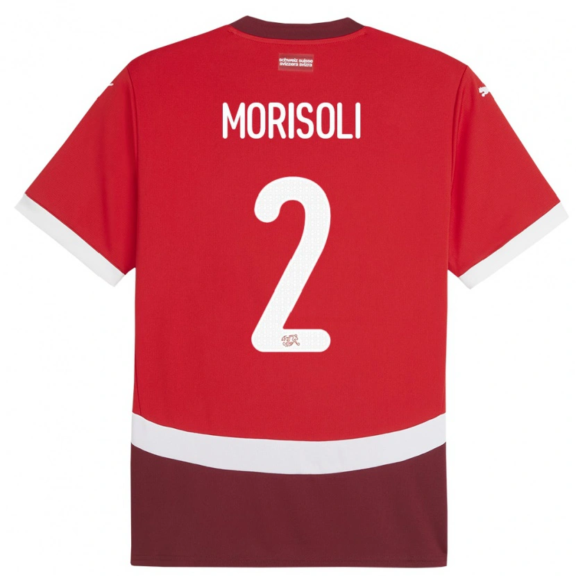 Danxen Dámské Švýcarsko Gabriel Morisoli #2 Červené Domů Hráčské Dresy 24-26 Dres