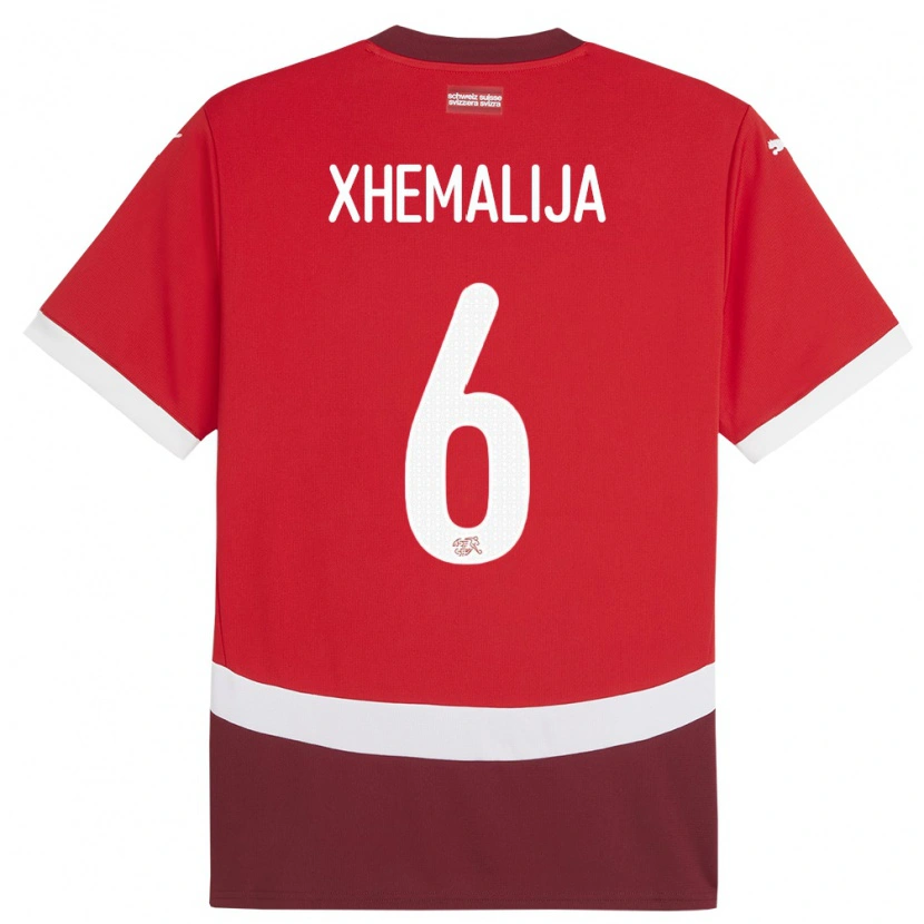 Danxen Dámské Švýcarsko Demir Xhemalija #6 Červené Domů Hráčské Dresy 24-26 Dres