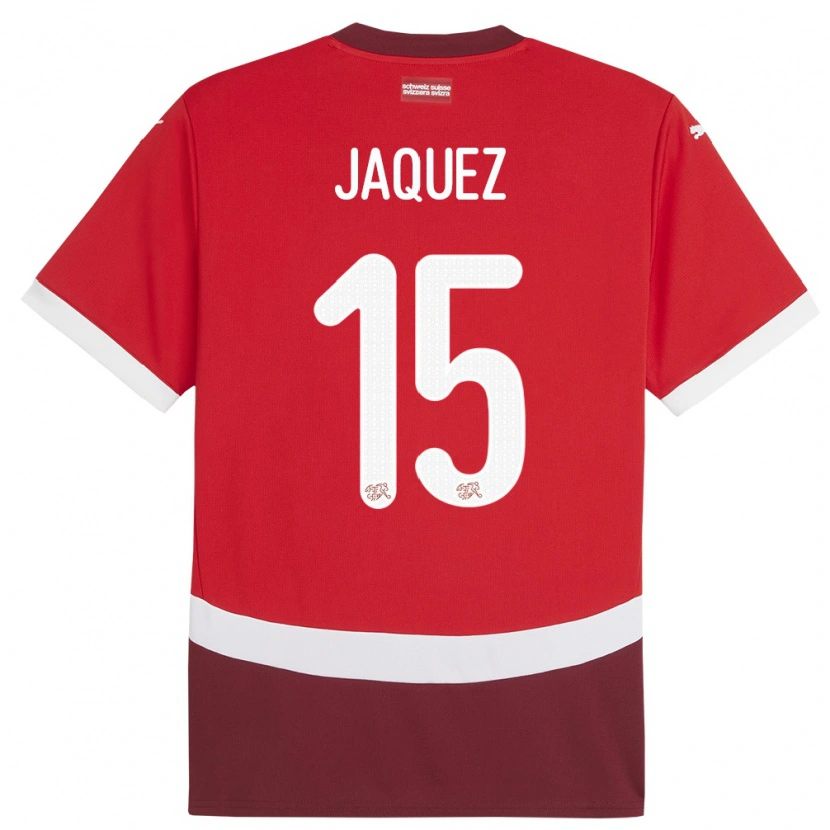 Danxen Dámské Švýcarsko Luca Jaquez #15 Červené Domů Hráčské Dresy 24-26 Dres