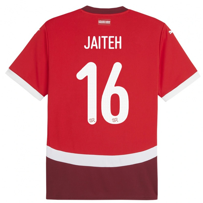Danxen Dámské Švýcarsko Momodou Jaiteh #16 Červené Domů Hráčské Dresy 24-26 Dres