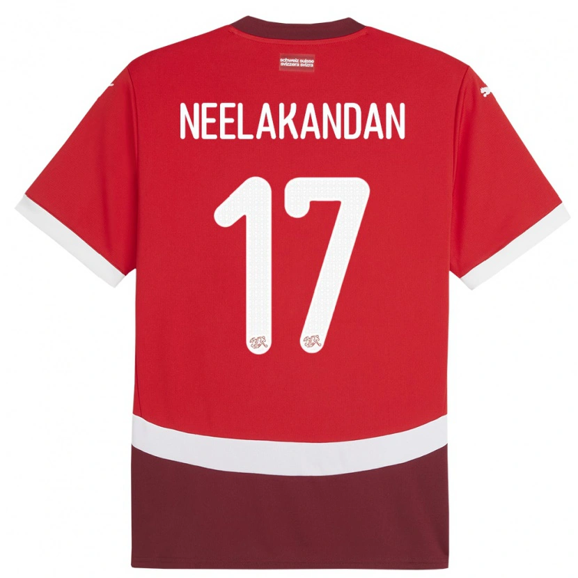 Danxen Dámské Švýcarsko Ranjan Neelakandan #17 Červené Domů Hráčské Dresy 24-26 Dres
