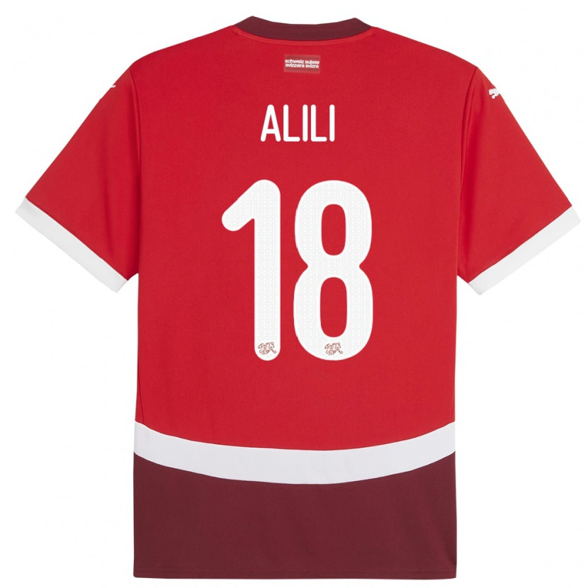 Danxen Dámské Švýcarsko Burak Alili #18 Červené Domů Hráčské Dresy 24-26 Dres