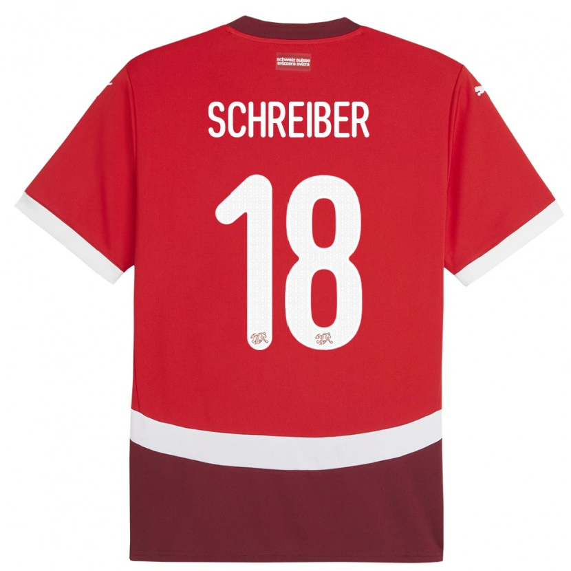 Danxen Dámské Švýcarsko Loris Schreiber #18 Červené Domů Hráčské Dresy 24-26 Dres