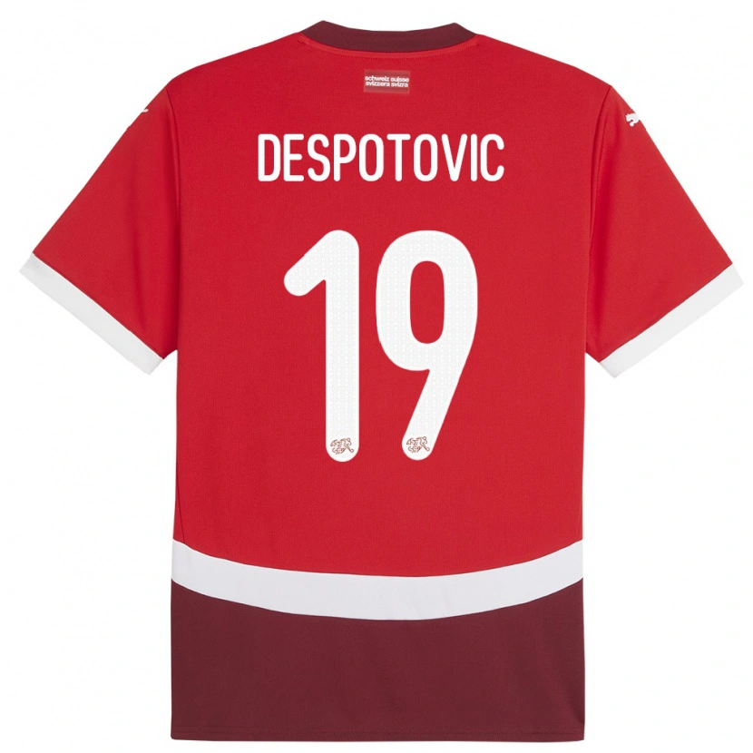 Danxen Dámské Švýcarsko Ilija Despotovic #19 Červené Domů Hráčské Dresy 24-26 Dres