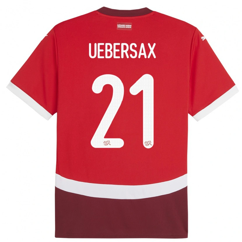 Danxen Dámské Švýcarsko Jan Uebersax #21 Červené Domů Hráčské Dresy 24-26 Dres