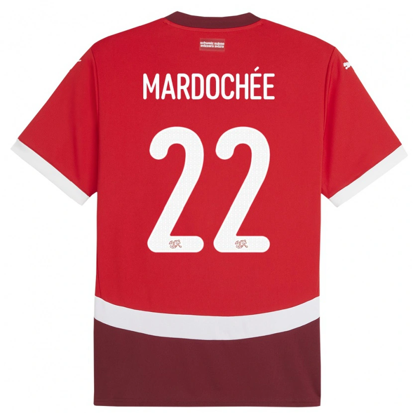 Danxen Dámské Švýcarsko Miguel Mardochée #22 Červené Domů Hráčské Dresy 24-26 Dres