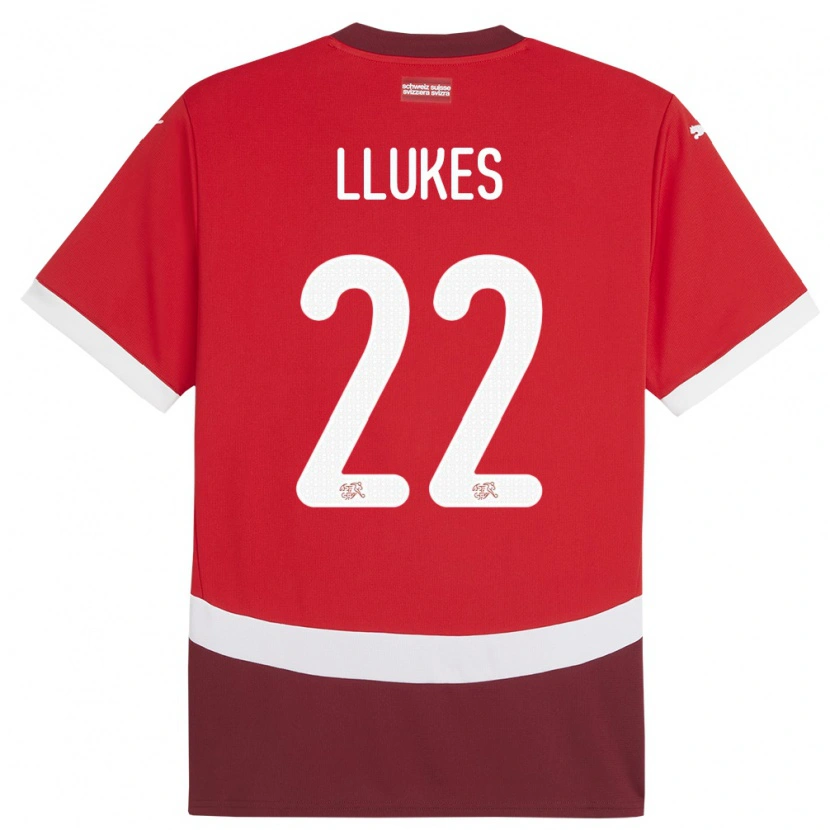 Danxen Dámské Švýcarsko Adrien Llukes #22 Červené Domů Hráčské Dresy 24-26 Dres
