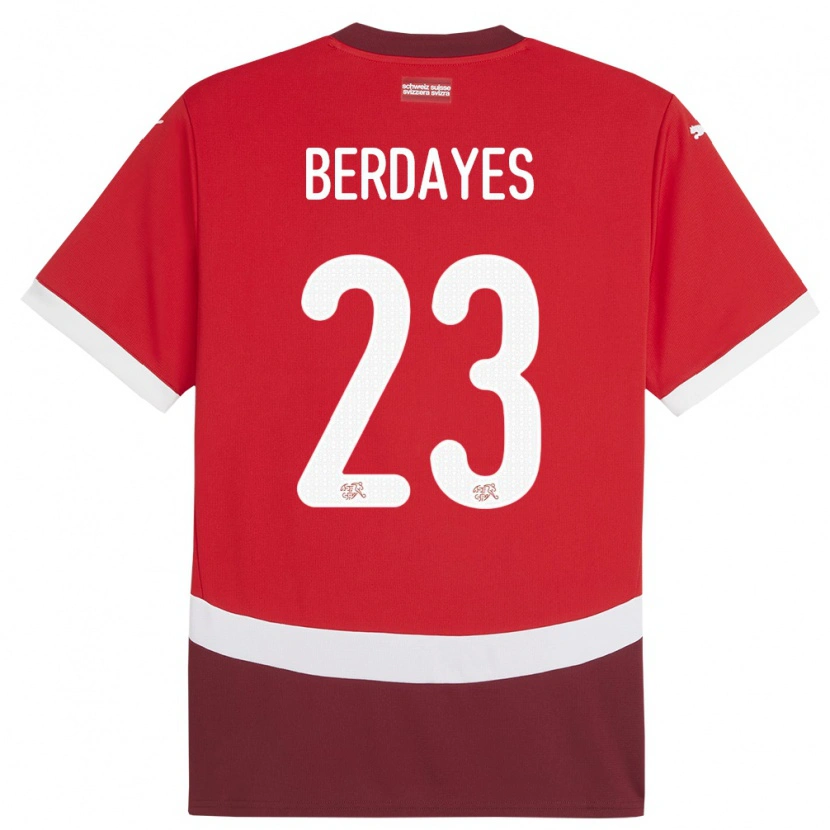 Danxen Dámské Švýcarsko Théo Berdayes #23 Červené Domů Hráčské Dresy 24-26 Dres