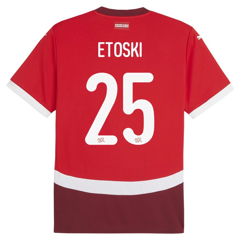 Danxen Dámské Švýcarsko Edin Etoski #25 Červené Domů Hráčské Dresy 24-26 Dres