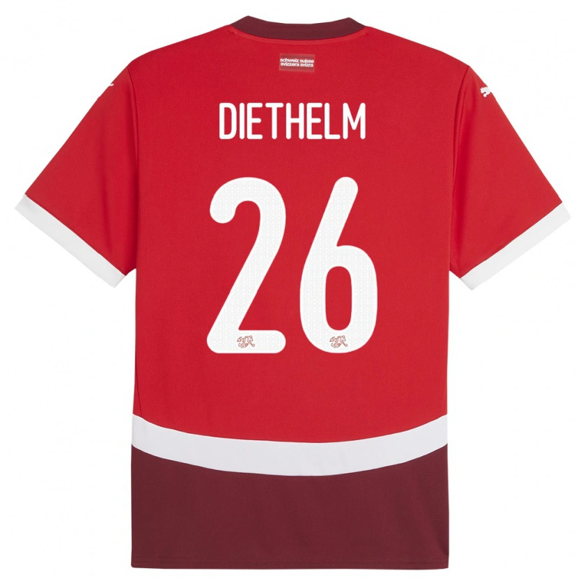 Danxen Dámské Švýcarsko Thierry Diethelm #26 Červené Domů Hráčské Dresy 24-26 Dres