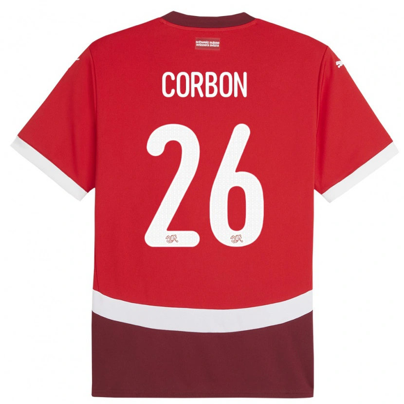 Danxen Dámské Švýcarsko Max Corbon #26 Červené Domů Hráčské Dresy 24-26 Dres
