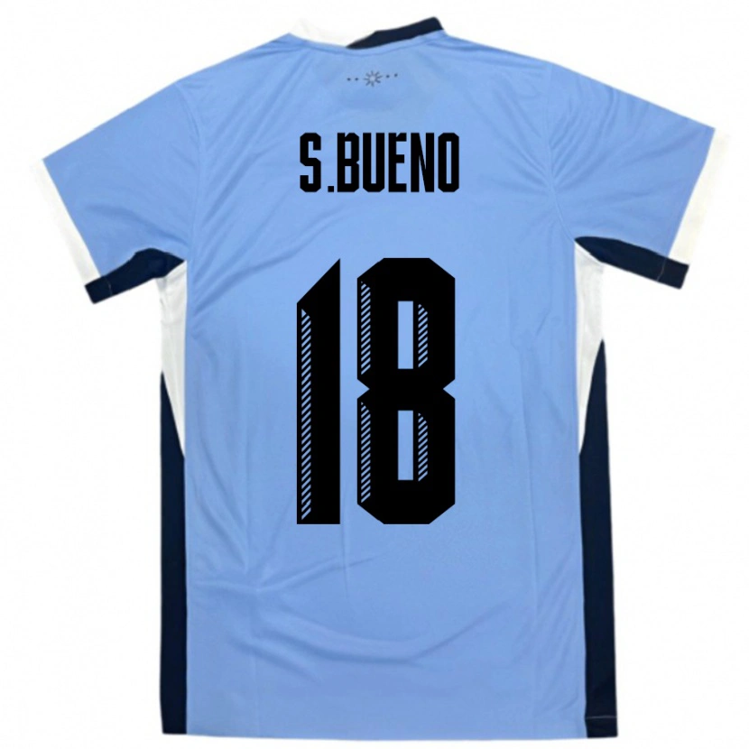 Danxen Dámské Uruguay Santiago Bueno #18 Bílá Černá Domů Hráčské Dresy 24-26 Dres