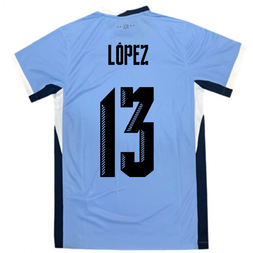 Danxen Dámské Uruguay Nahuel López #13 Bílá Černá Domů Hráčské Dresy 24-26 Dres