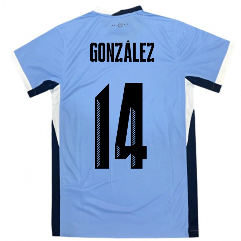 Danxen Dámské Uruguay Pilar Gonzalez #14 Bílá Černá Domů Hráčské Dresy 24-26 Dres