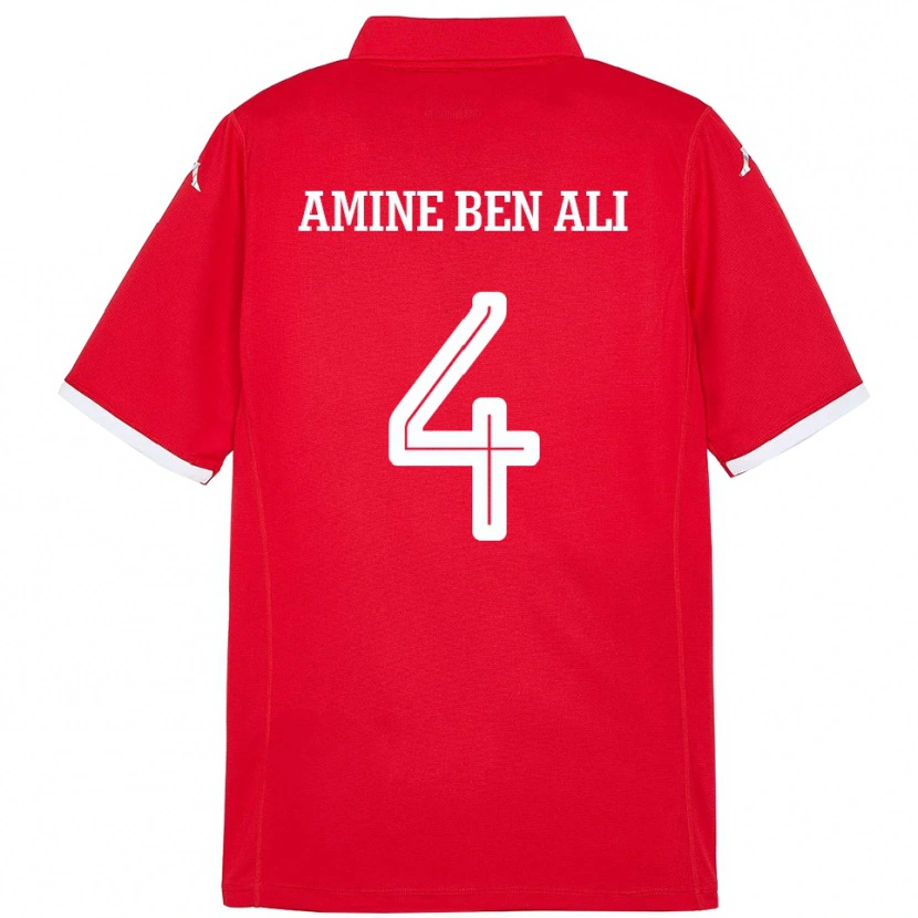 Danxen Dámské Tunisko Mohamed Amine Ben Ali #4 Červený Domů Hráčské Dresy 24-26 Dres