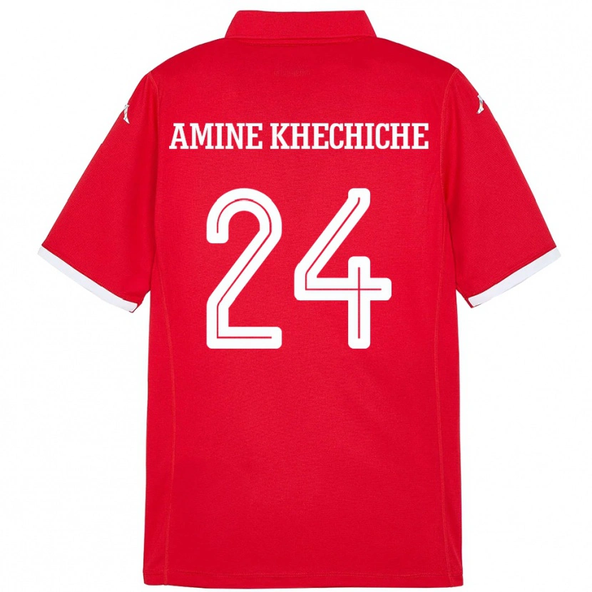 Danxen Dámské Tunisko Mohamed Amine Khechiche #24 Červený Domů Hráčské Dresy 24-26 Dres