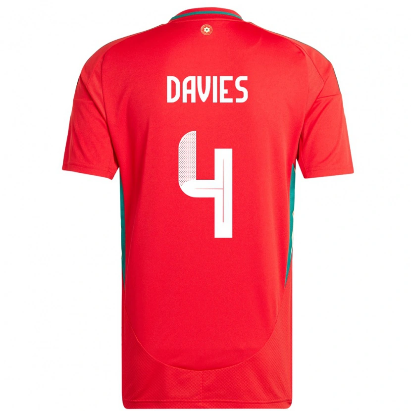 Danxen Dámské Wales Ben Davies #4 Červený Domů Hráčské Dresy 24-26 Dres