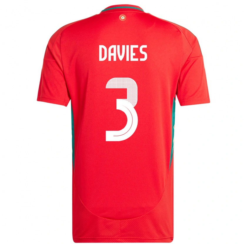 Danxen Dámské Wales Mael Davies #3 Červený Domů Hráčské Dresy 24-26 Dres