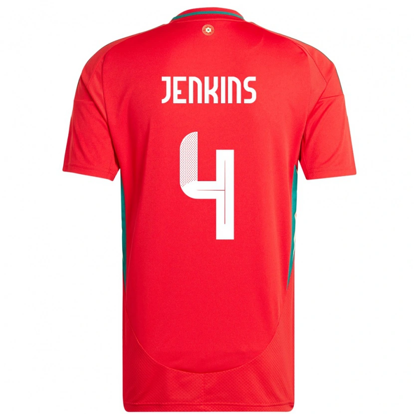 Danxen Dámské Wales Lee Jenkins #4 Červený Domů Hráčské Dresy 24-26 Dres
