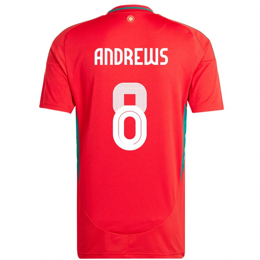 Danxen Dámské Wales Kai Andrews #8 Červený Domů Hráčské Dresy 24-26 Dres