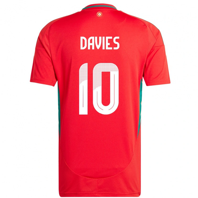Danxen Dámské Wales Jordan Davies #10 Červený Domů Hráčské Dresy 24-26 Dres