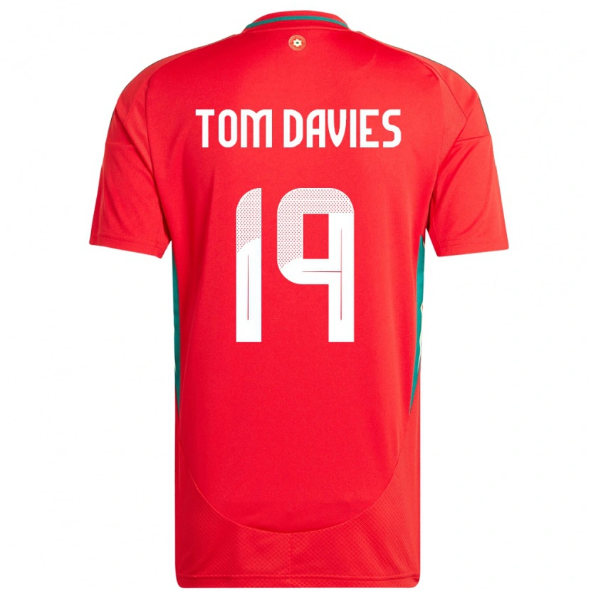Danxen Dámské Wales Tom Davies #19 Červený Domů Hráčské Dresy 24-26 Dres