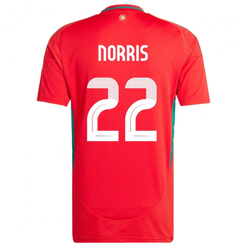 Danxen Dámské Wales Jacob Norris #22 Červený Domů Hráčské Dresy 24-26 Dres