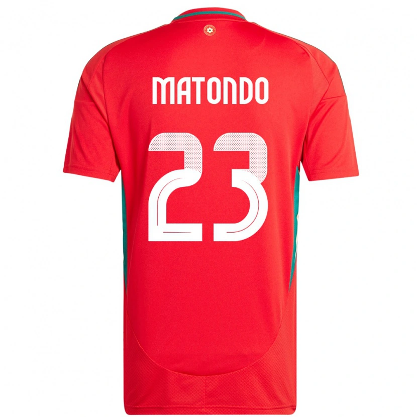 Danxen Dámské Wales Rabbi Matondo #23 Červený Domů Hráčské Dresy 24-26 Dres