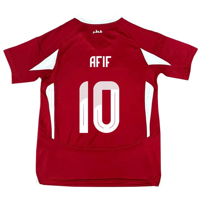 Danxen Dámské Katar Akram Afif #10 Červený Domů Hráčské Dresy 24-26 Dres