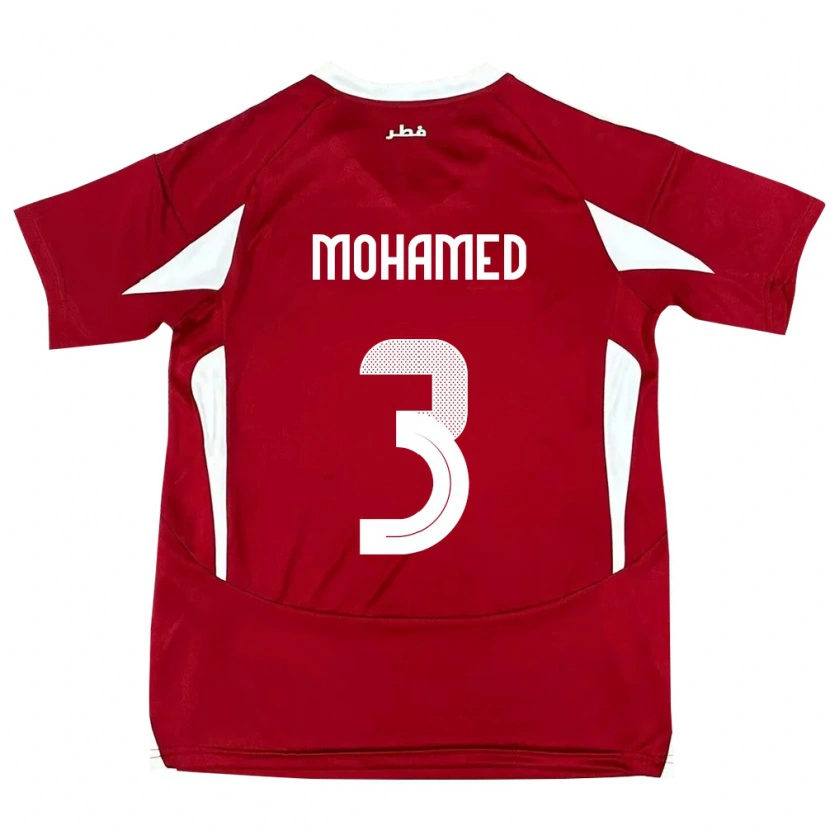 Danxen Dámské Katar Motaman Mohamed #3 Červený Domů Hráčské Dresy 24-26 Dres