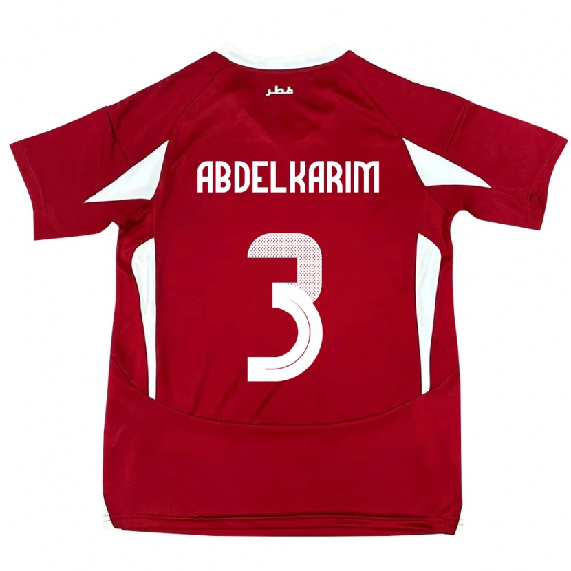 Danxen Dámské Katar Abdelkarim Hassan #3 Červený Domů Hráčské Dresy 24-26 Dres