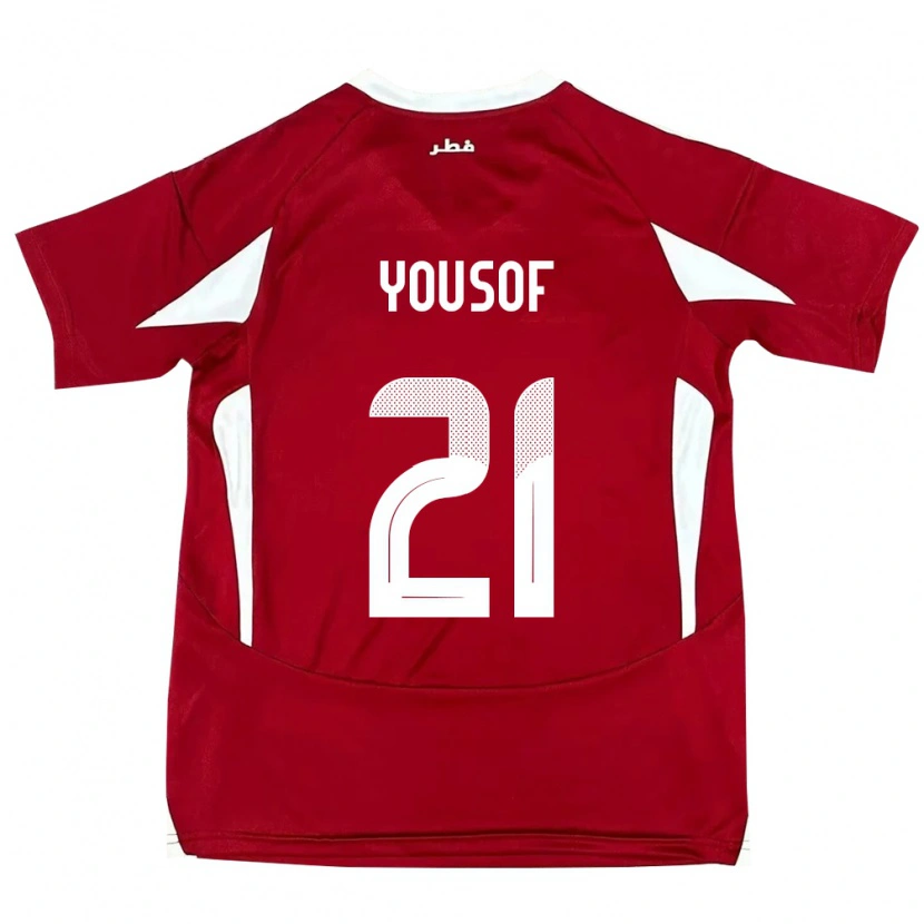 Danxen Dámské Katar Yousof Hassan #21 Červený Domů Hráčské Dresy 24-26 Dres