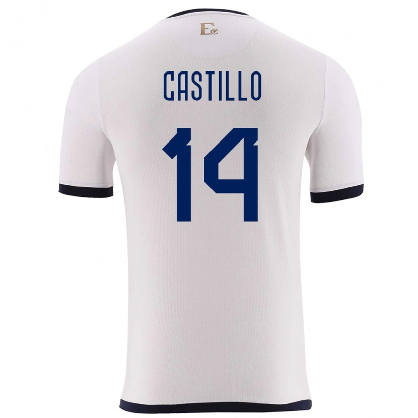 Danxen Dámské Ekvádor Darío Castillo #14 Bílý Daleko Hráčské Dresy 24-26 Dres