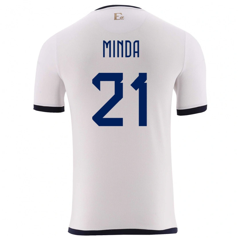 Danxen Dámské Ekvádor Jhosué Minda #21 Bílý Daleko Hráčské Dresy 24-26 Dres