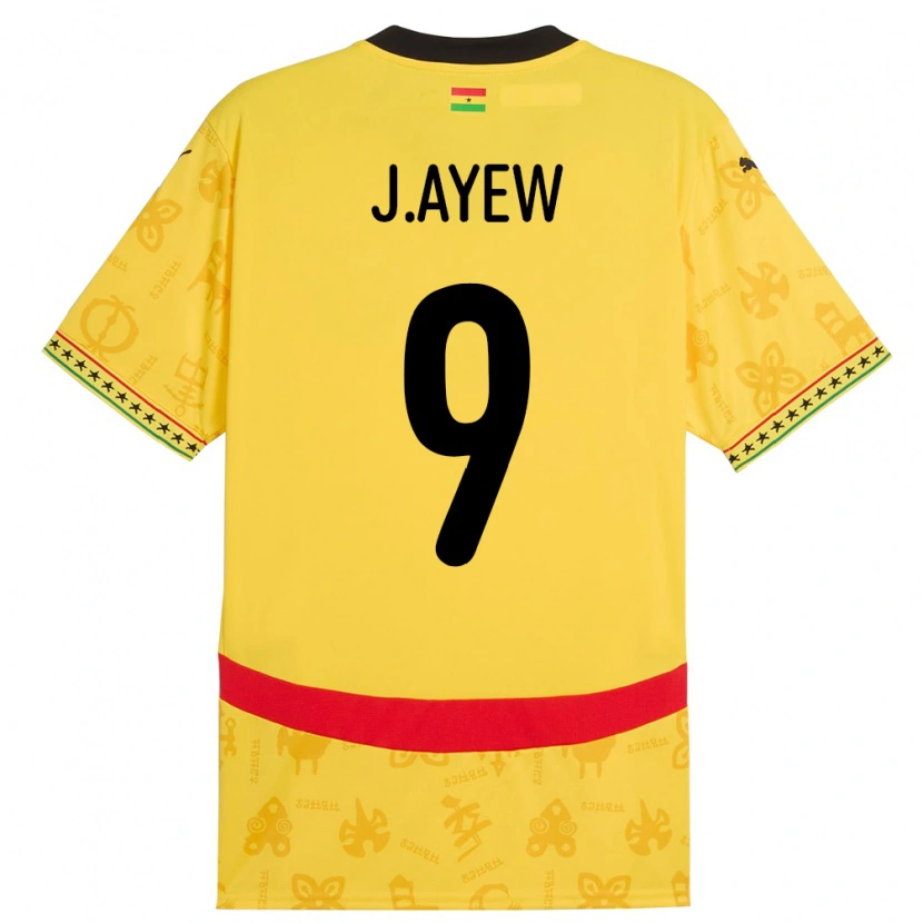 Danxen Dámské Ghana Jordan Ayew #9 Žluť Daleko Hráčské Dresy 24-26 Dres