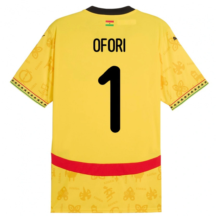 Danxen Dámské Ghana Richard Ofori #1 Žluť Daleko Hráčské Dresy 24-26 Dres