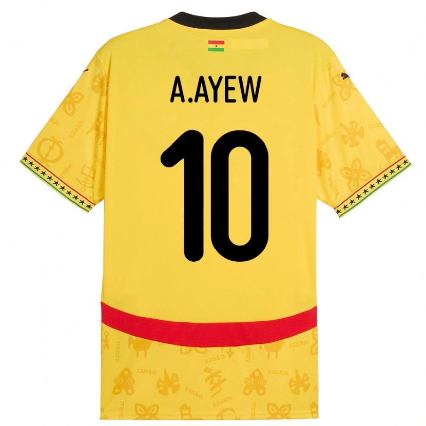 Danxen Dámské Ghana Andre Ayew #10 Žluť Daleko Hráčské Dresy 24-26 Dres