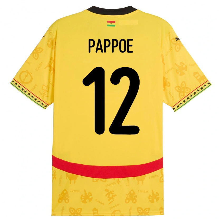Danxen Dámské Ghana Isaac Pappoe #12 Žluť Daleko Hráčské Dresy 24-26 Dres