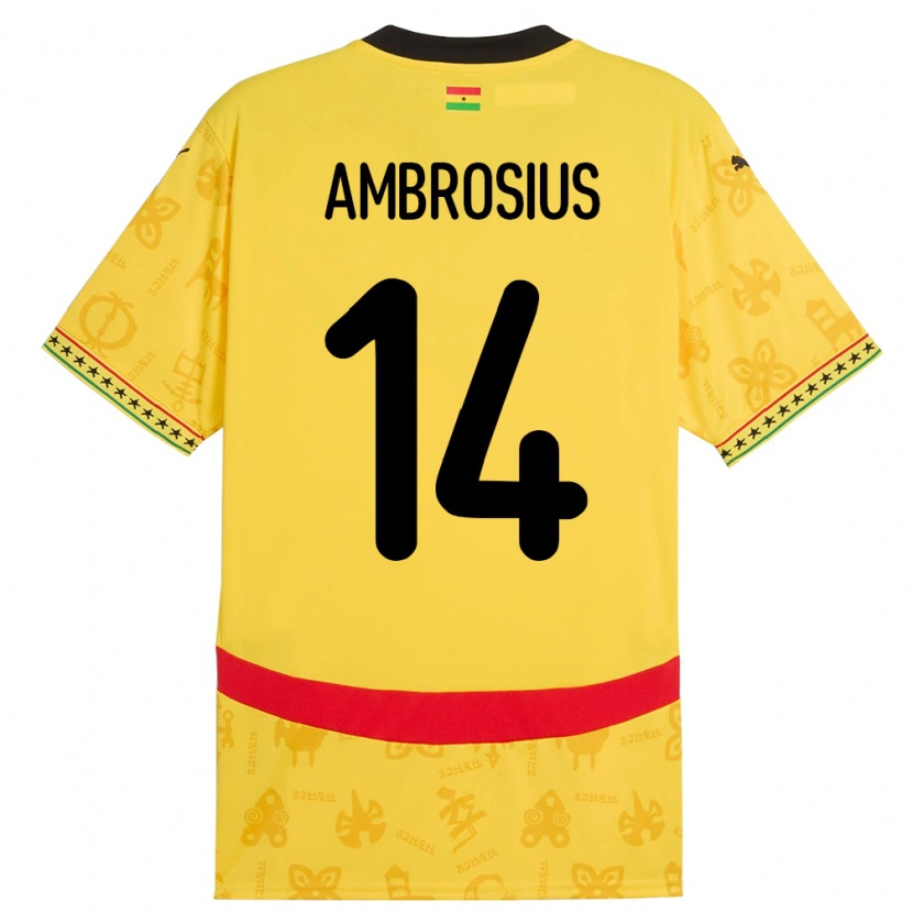 Danxen Dámské Ghana Stephan Ambrosius #14 Žluť Daleko Hráčské Dresy 24-26 Dres
