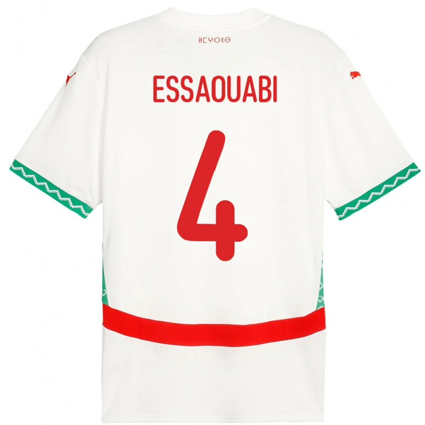 Danxen Dámské Maroko Hatim Essaouabi #4 Bílý Daleko Hráčské Dresy 24-26 Dres