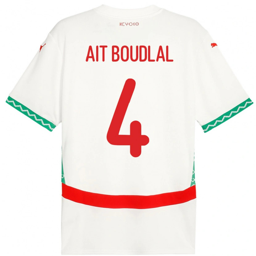 Danxen Dámské Maroko Abdelhamid Ait Boudlal #4 Bílý Daleko Hráčské Dresy 24-26 Dres