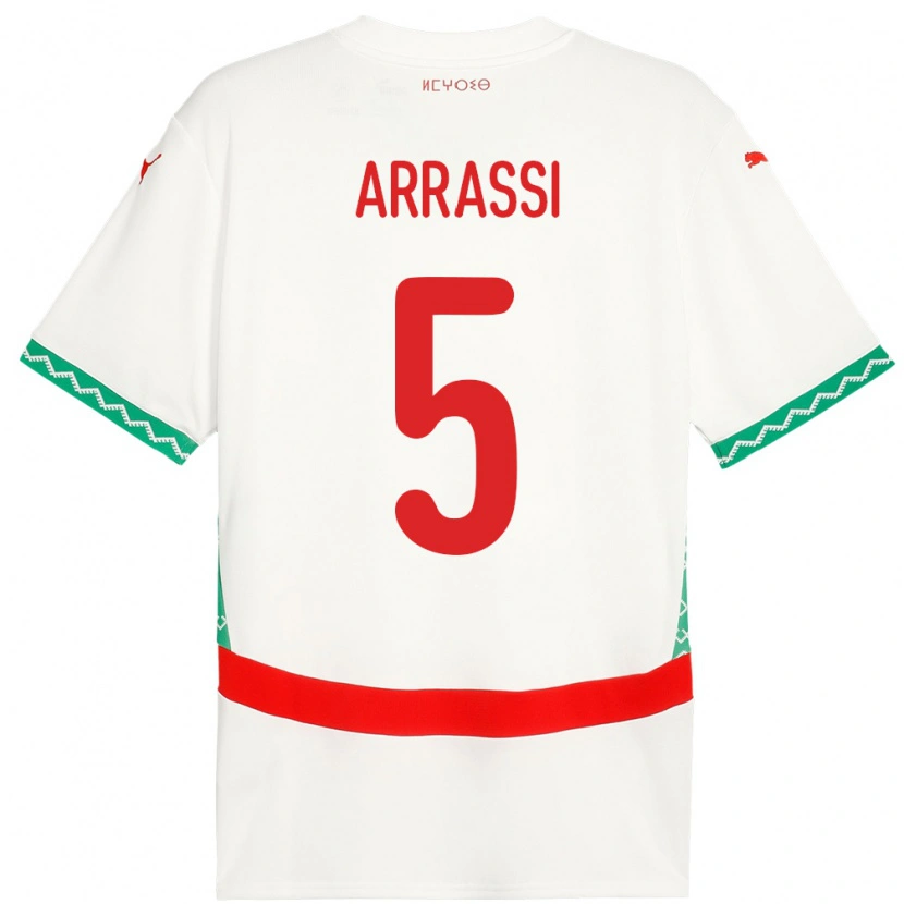 Danxen Dámské Maroko Bouchaib Arrassi #5 Bílý Daleko Hráčské Dresy 24-26 Dres