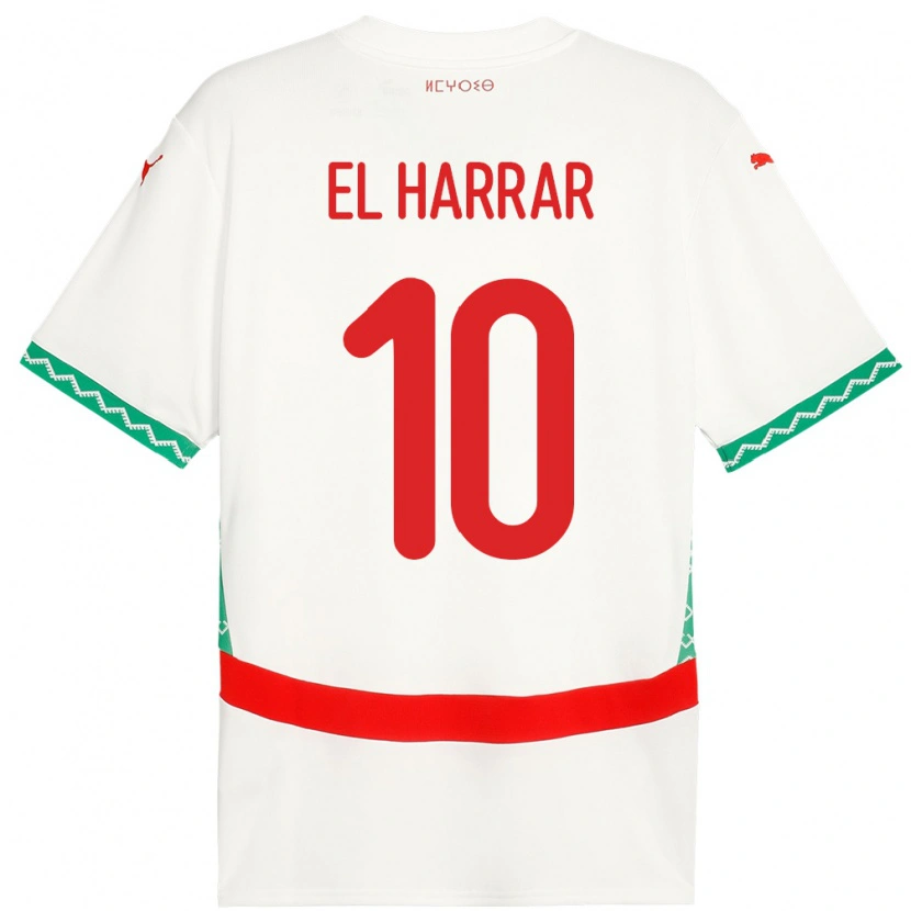 Danxen Dámské Maroko Mohamed El Harrar #10 Bílý Daleko Hráčské Dresy 24-26 Dres