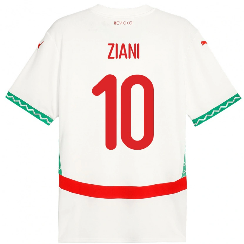 Danxen Dámské Maroko Ismael Ziani López #10 Bílý Daleko Hráčské Dresy 24-26 Dres
