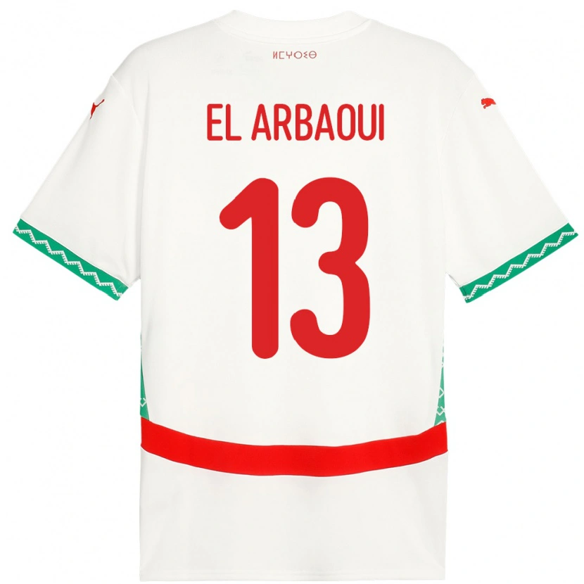 Danxen Dámské Maroko Ilyas El Arbaoui #13 Bílý Daleko Hráčské Dresy 24-26 Dres