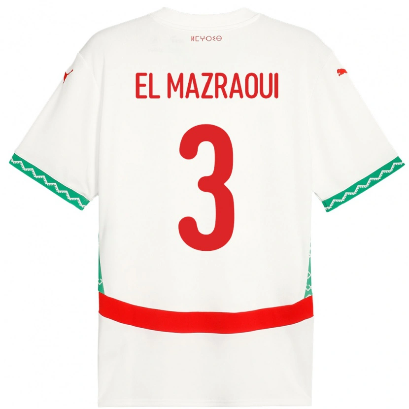 Danxen Dámské Maroko Noussair El Mazraoui #3 Bílý Daleko Hráčské Dresy 24-26 Dres
