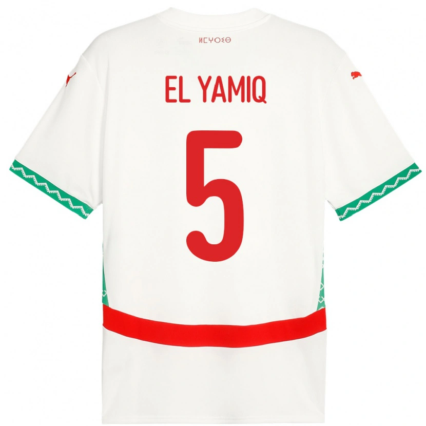 Danxen Dámské Maroko Jawad El Yamiq #5 Bílý Daleko Hráčské Dresy 24-26 Dres
