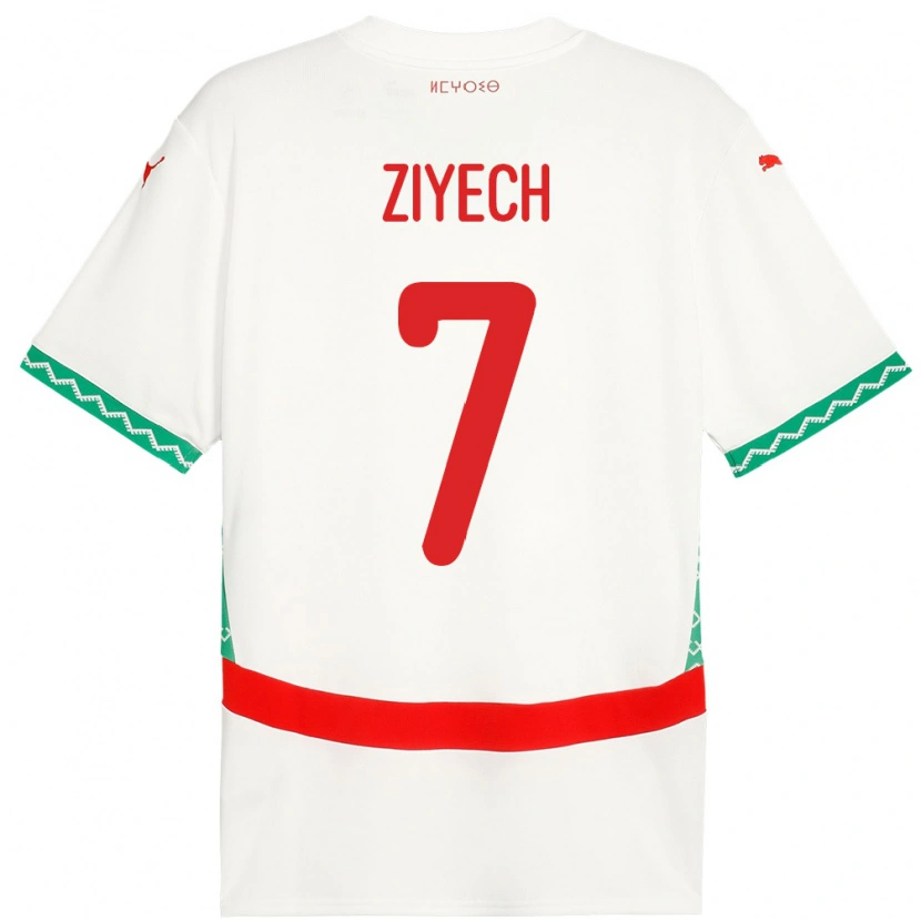 Danxen Dámské Maroko Hakim Ziyech #7 Bílý Daleko Hráčské Dresy 24-26 Dres
