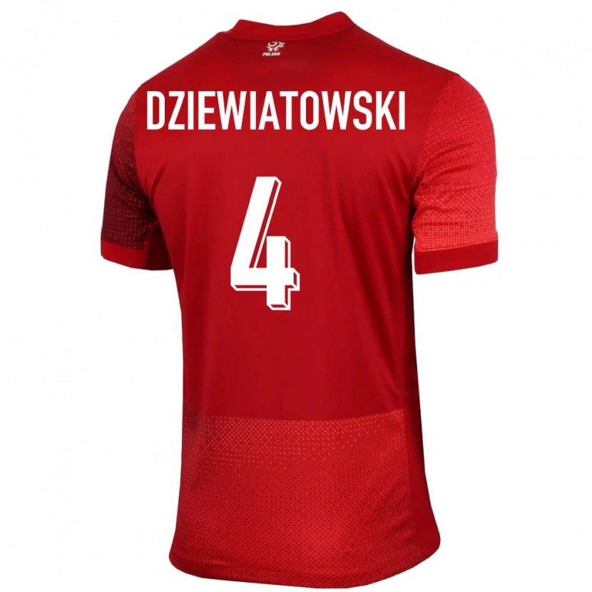 Danxen Dámské Polsko Mateusz Dziewiatowski #4 Červené Daleko Hráčské Dresy 24-26 Dres