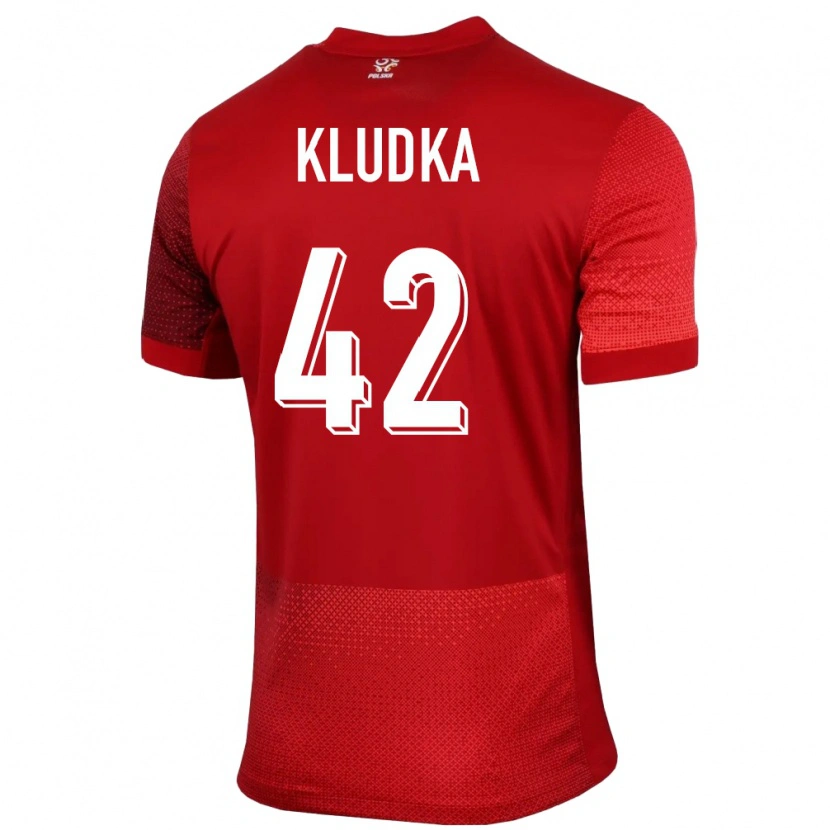 Danxen Dámské Polsko Bartlomiej Kludka #42 Červené Daleko Hráčské Dresy 24-26 Dres
